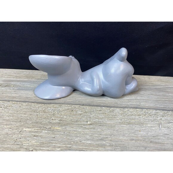 Vtg Hand Painted Ceramic Mouse Figurine Laying Lazy Seductive Gray Big Ears 6” - Picture 4 of 9